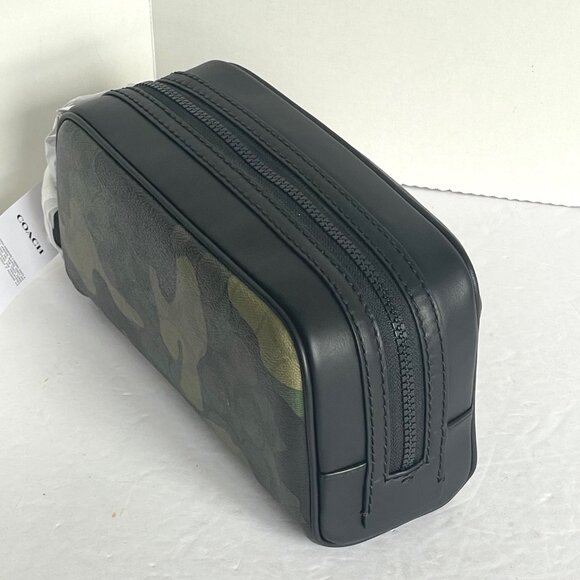 Coach Small Travel Kit Camo Print CM034 Signature Canvas Dopp Bag Toiletry Green - Picture 6 of 8